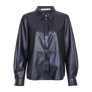 婉甸2025年冬季新品黑色皮衬衫衣可内搭翻领皮外套1244S09ZY3