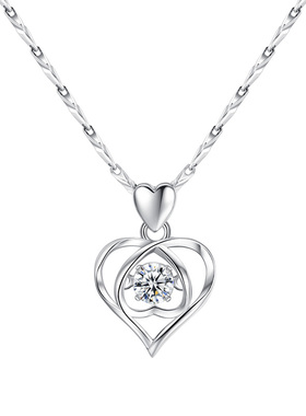 圣雅罗999纯银爱心项链