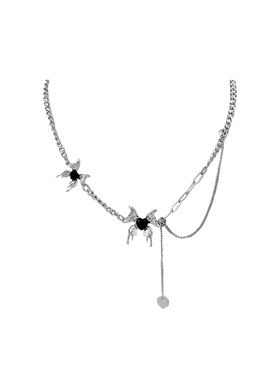 液态蝴蝶爱心流苏项链