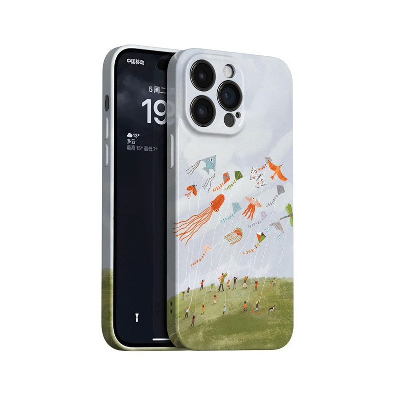 放风筝~清新小众油画ins适用苹果17promax手机壳新iphone16华为nova14小米15opporeno13个性vivox200一加ace5