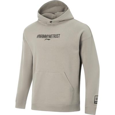 李宁宽松连帽男印花套头连帽卫衣