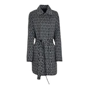 MEDECOO/墨蒂珂2024冬新款女装印花羊毛中款翻领毛呢大衣MID20217