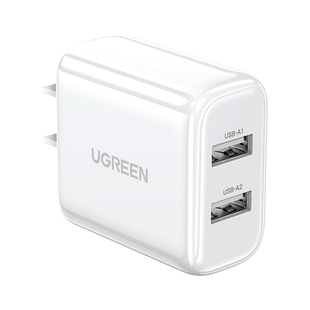 绿联充电头5v1a2a充电器头适用苹果华为小米vivo手机ipad台灯蓝牙耳机安卓10W通用usb充电插头双口快充数据线