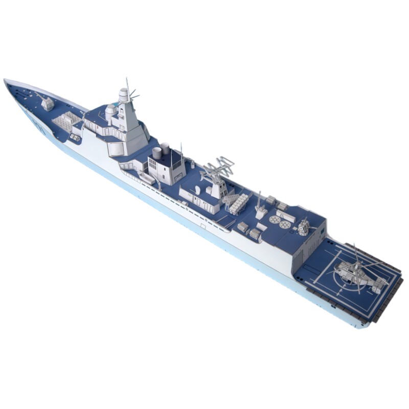 3D立体折纸模型052C驱逐舰模型图纸1:600说明书PDF图纸手工DIY