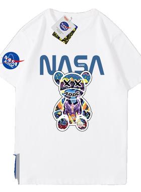 nasa小恶魔短袖t恤男士纯棉时尚夏季潮牌情侣半袖体恤衫t动漫印花