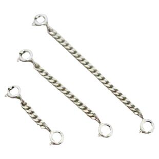 925纯银项链延长链双扣加长安全链保险链镀黄金色侧身马鞭链2.5mm