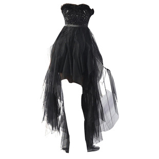 晚礼服裙女小个子气质名媛宴会前短后长裹胸抹胸网纱短款连衣裙子