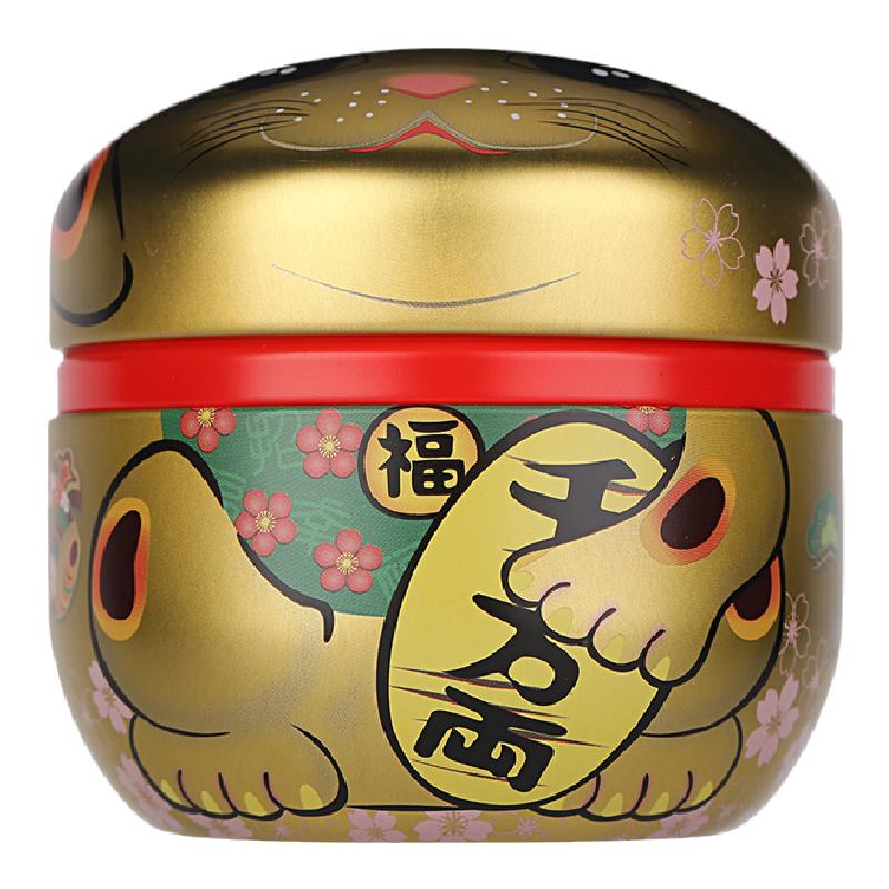 龍圣華苑 日本原產(chǎn)進(jìn)口NITTOH日東招財(cái)貓鍍錫茶葉罐馬口鐵食品罐