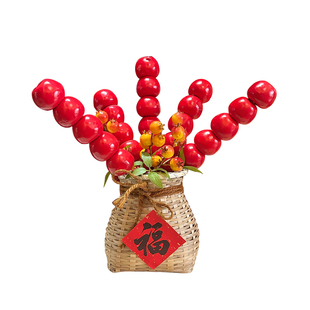 马年春节中式仿真小石榴糖葫芦摆件道具新年橱窗布置装饰周岁拍摄
