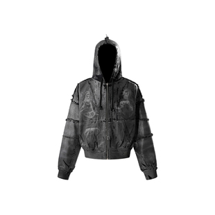 (TBHNP) theboyhasnopatience 教徒双圣喷色连帽夹克拉链外套男女