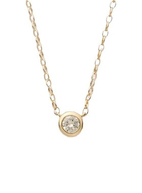 925银镀18K金单钻石包边锁骨链女