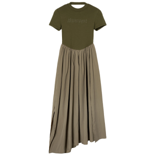 EPTISON短袖连衣裙女2026夏季新款假两件显瘦黑色气质洋气长裙子