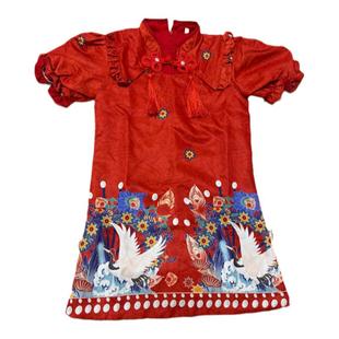 元日少儿中国年舞蹈喜庆儿童演出服元旦中国风红旗袍灯笼舞蹈服