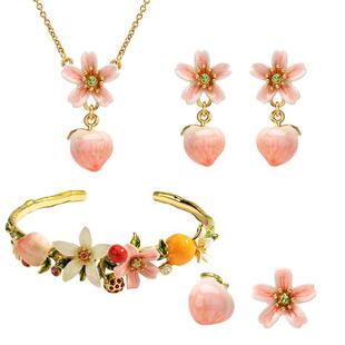 JuicyGrape甜美可爱水蜜桃项链手链耳环套装组合节日生日礼物送人