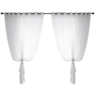 白纱窗帘纱帘柔美半遮光阳台薄纱飘窗透明雪纺透光白色沙窗纱布料