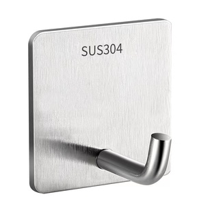 不锈钢免打孔挂钩强力承重粘胶挂衣钩子厨房浴室门后粘贴壁挂粘钩