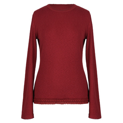 长袖通勤常规花边下摆T恤