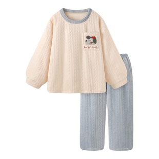 天生好睡！日系加厚睡衣女款冬法兰绒卡通小狗家居服2026新款套装
