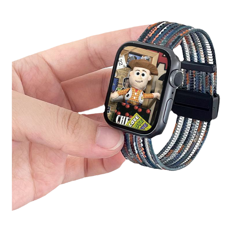 适用iWatch双节磁吸透气尼龙表带
