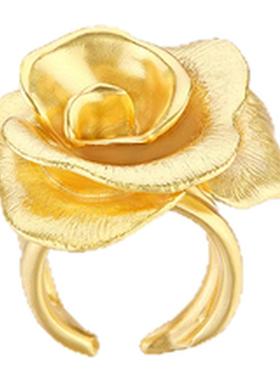 达弥玫瑰系列拉丝玫瑰花开口戒指