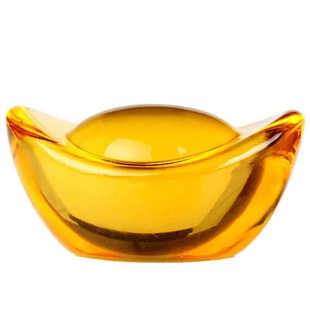 风水水晶元宝摆件聚财金元宝黄水晶元宝招财摆件开业礼品家居装饰