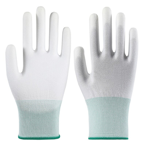 白色PU劳保耐磨透气浸胶涂掌手套