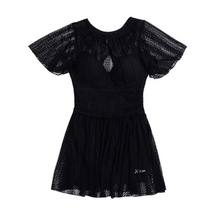 特步温泉泳衣女款2026新款时尚性感蕾丝连体显瘦遮肚女孩度假泳装