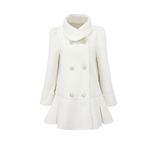 Lazy Didi京都雪巷 羊毛大衣风琴褶斗篷毛呢外套矜贵千金复古廓形