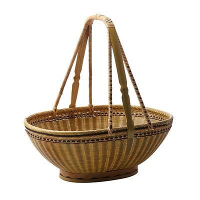 手提青皮杭州蓝买菜鸡蛋竹编篮