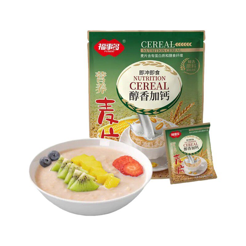 福事多醇香加钙营养麦片冲泡即食学生上班族早餐健康饱腹500g袋装