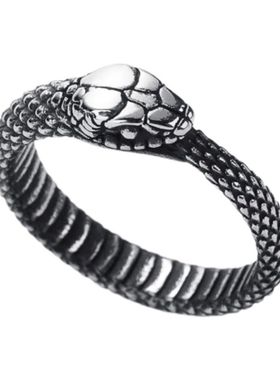 欧美风钛钢男女不掉色衔尾蛇戒指