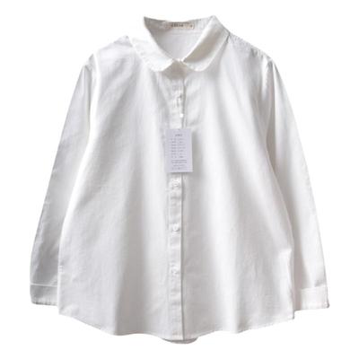 高品质彼得潘娃娃领纯棉长袖衬衫