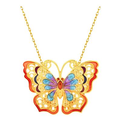 诗普琳珐琅炫彩蝴蝶18K金手链