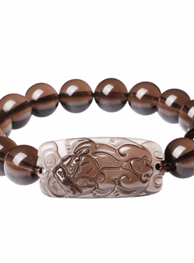 纯银招财进宝貔貅黑曜石手链