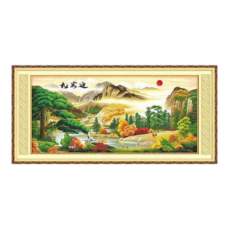 蒙娜丽莎十字绣套件迎客松风景画