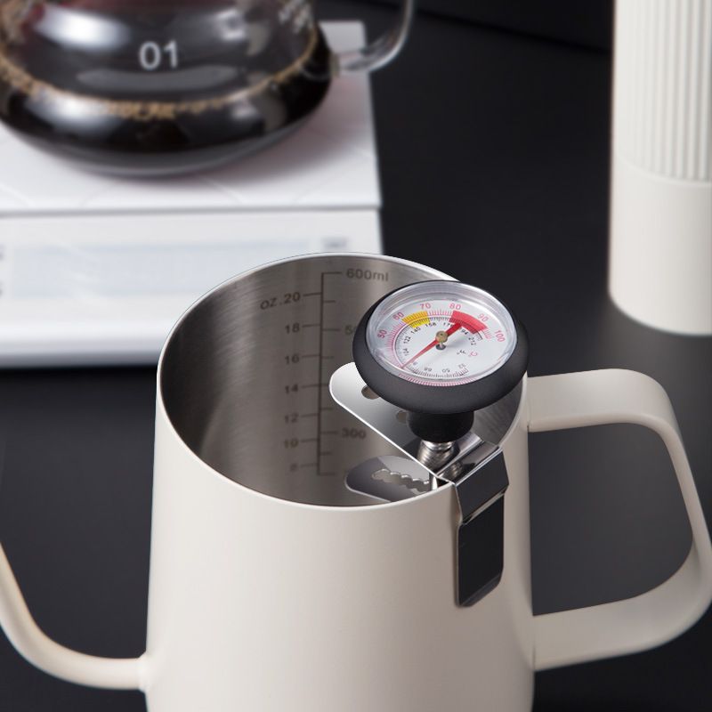 咖啡温度计配套手冲咖啡壶夹温度计式指针温度表不锈钢可