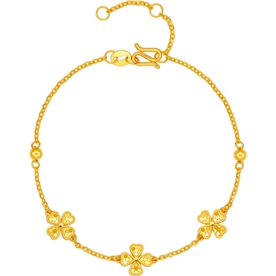 周六福黄金5G足金手链手饰计价爆闪幸运四叶草送女友节日礼物