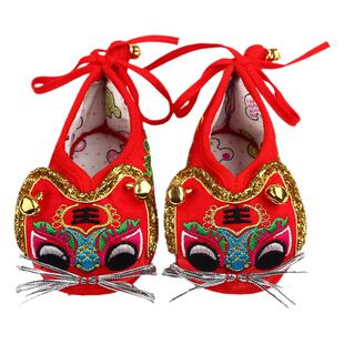 龙年儿童虎头鞋婴儿手工千层底布鞋中国风满月百岁周岁宝宝老虎鞋