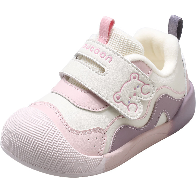 牧童童鞋婴幼儿步前鞋2025冬季新款男童小熊软底女宝宝鞋加绒棉鞋