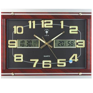 顺丰超大尺寸挂钟客厅夜光日历钟表方静音石英钟办公家用时钟