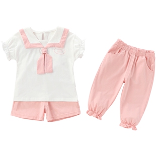 宝宝夏天套装3一6岁儿童三件套婴儿薄款夏女小童夏季衣服女童夏装