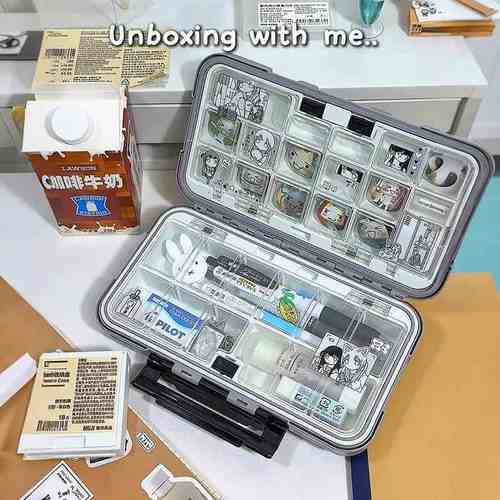 ins风高级笔盒桌面收纳盒高颜值大容量痛包笔盒桌面吧唧笔袋新款