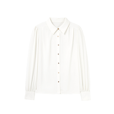 高智感秋水伊人简约蓝色长袖上衣