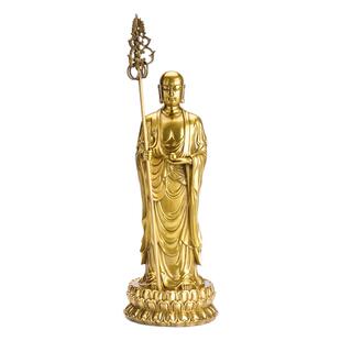 铜地藏王菩萨摆件纯黄铜九华山地藏王站像家居佛堂供奉送长辈礼品