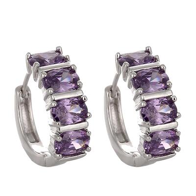 s925纯银水晶耳扣韩国耳钉耳环女