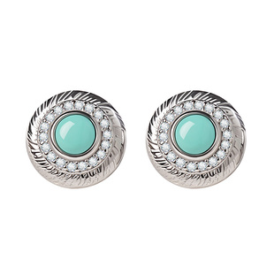 宫里上新绿松石耳钉女高级感新中式耳饰天然原矿耳环妈妈生日礼物