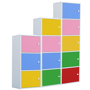 带门小柜子书柜储物柜彩色儿童柜卧室床头柜学生教室自由组合木柜