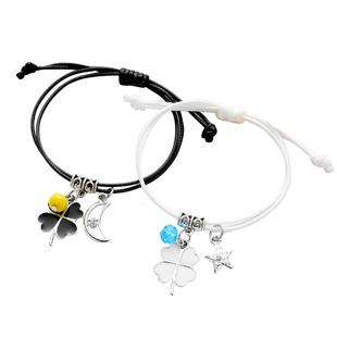 韩版简约四叶草学生手链一对森系闺蜜铁塔手环手串女饰品异地恋