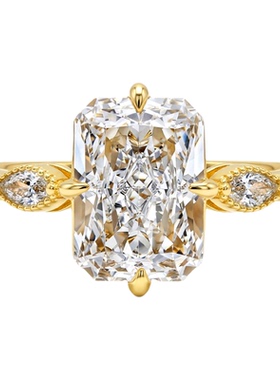 3.5克拉雷迪恩复古方糖925银戒指