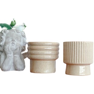 出口欧洲北欧 轻奢孤品 浮雕冰裂陶瓷花器绿植花器多肉大花盆